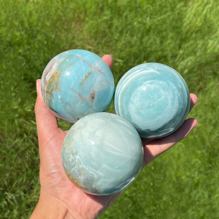 Unique,Natural Crystal Blue Quartzite Sphere