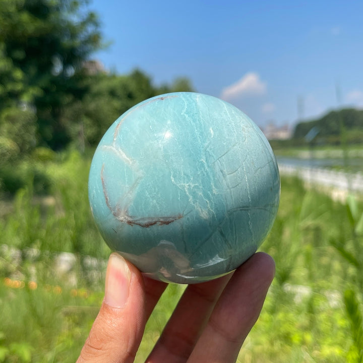 Unique,Natural Crystal Blue Quartzite Sphere