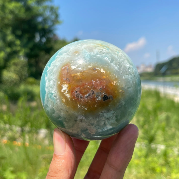 Unique,Natural Crystal Blue Quartzite Sphere