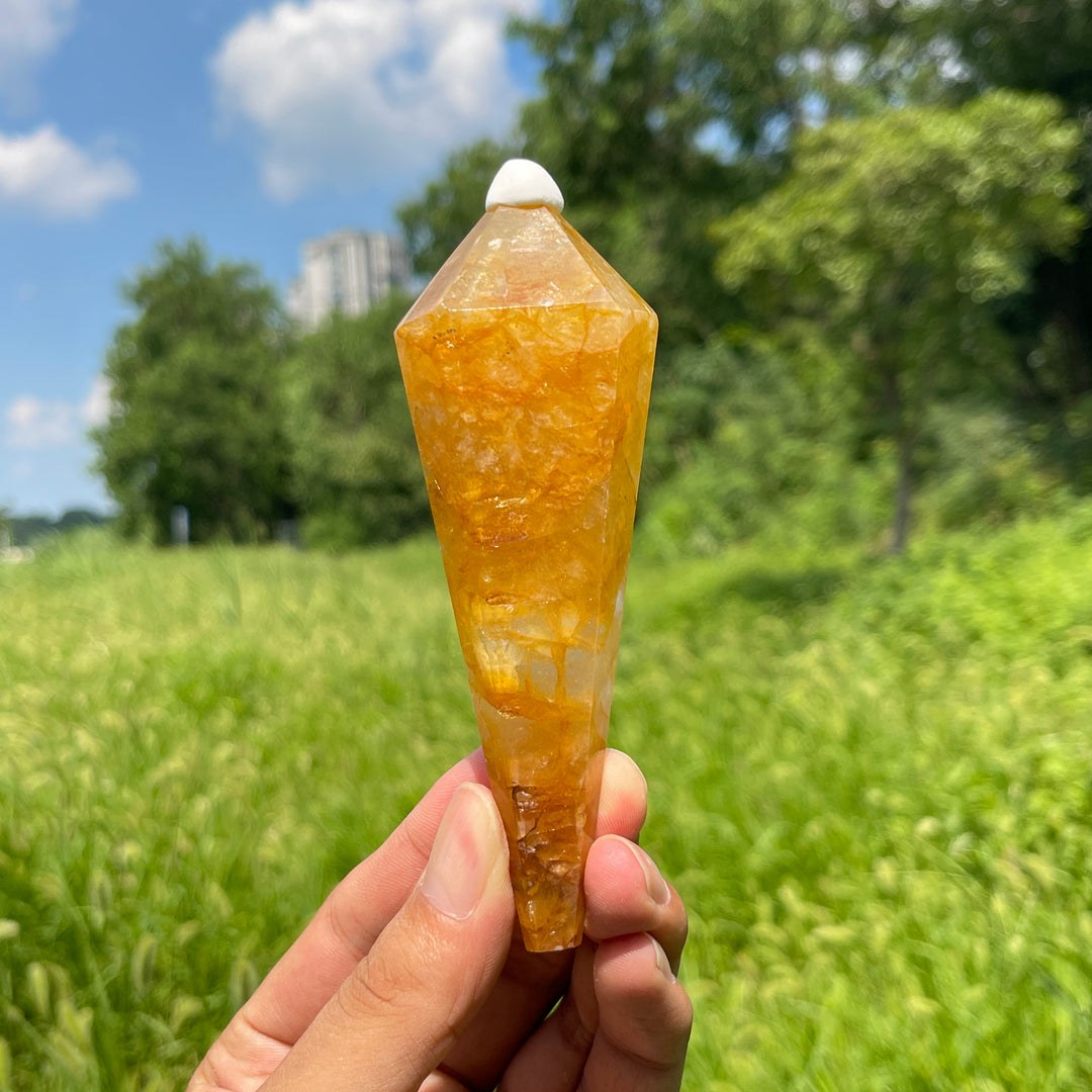 Unique,Natural Crystal Golden Healer Wand