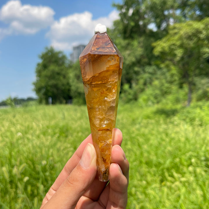 Unique,Natural Crystal Golden Healer Wand