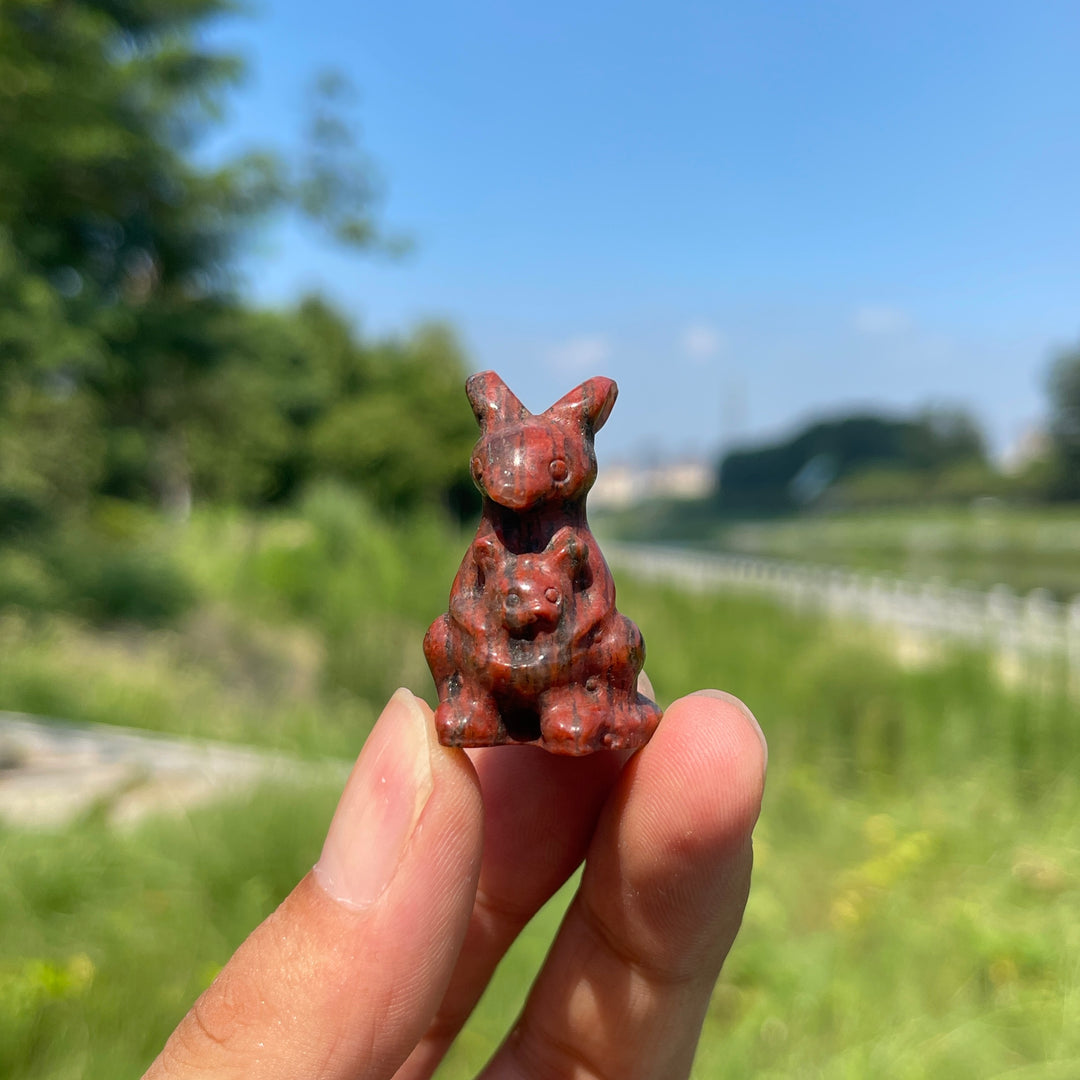 Natural Crystal Mixed Material Kangaroo Carving