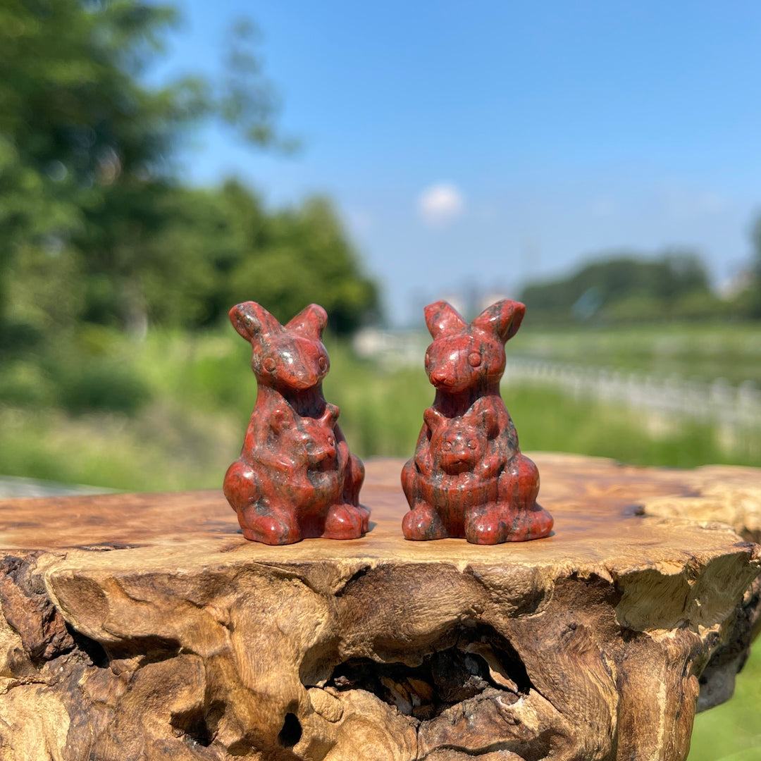 Natural Crystal Mixed Material Kangaroo Carving