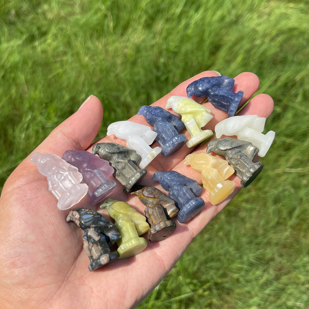 Natural Crystal Carving Mixed Materials Crow