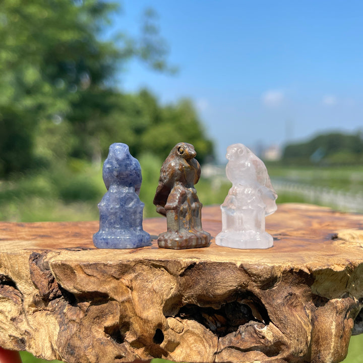 Natural Crystal Carving Mixed Materials Crow