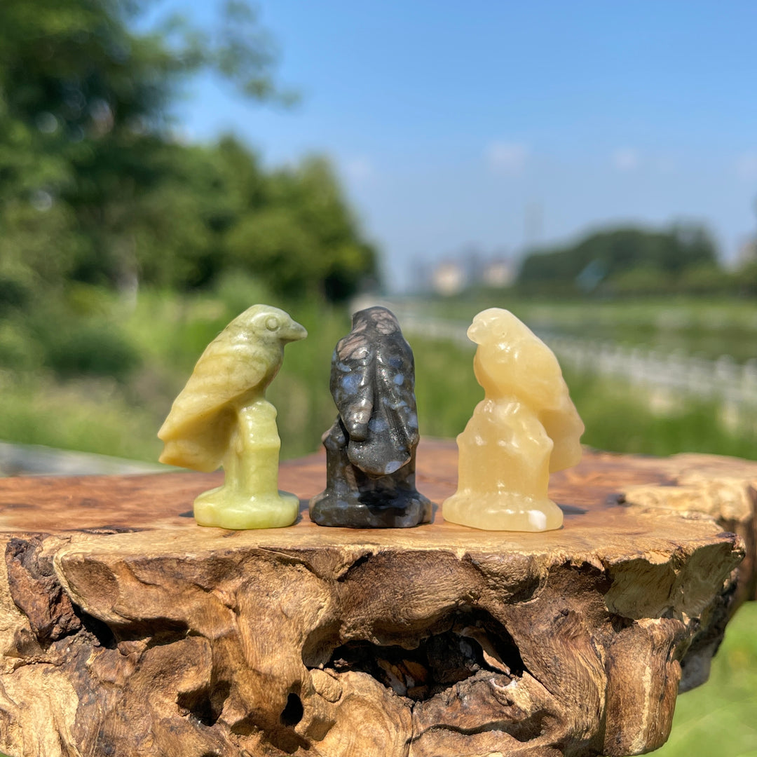 Natural Crystal Carving Mixed Materials Crow