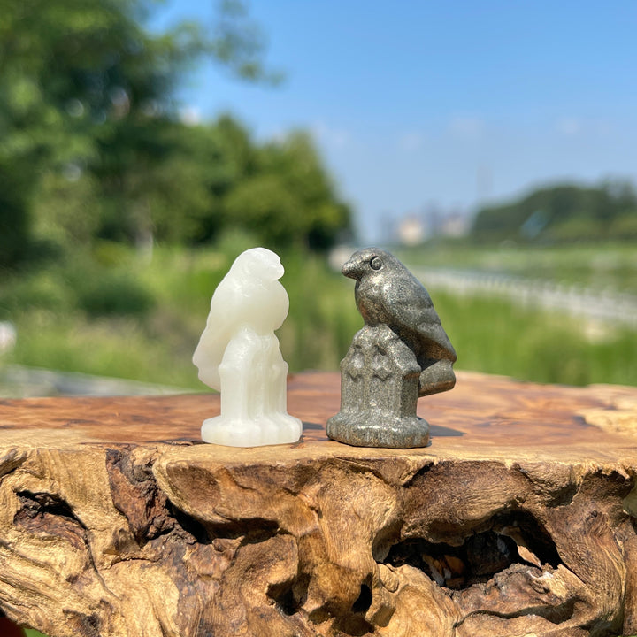 Natural Crystal Carving Mixed Materials Crow