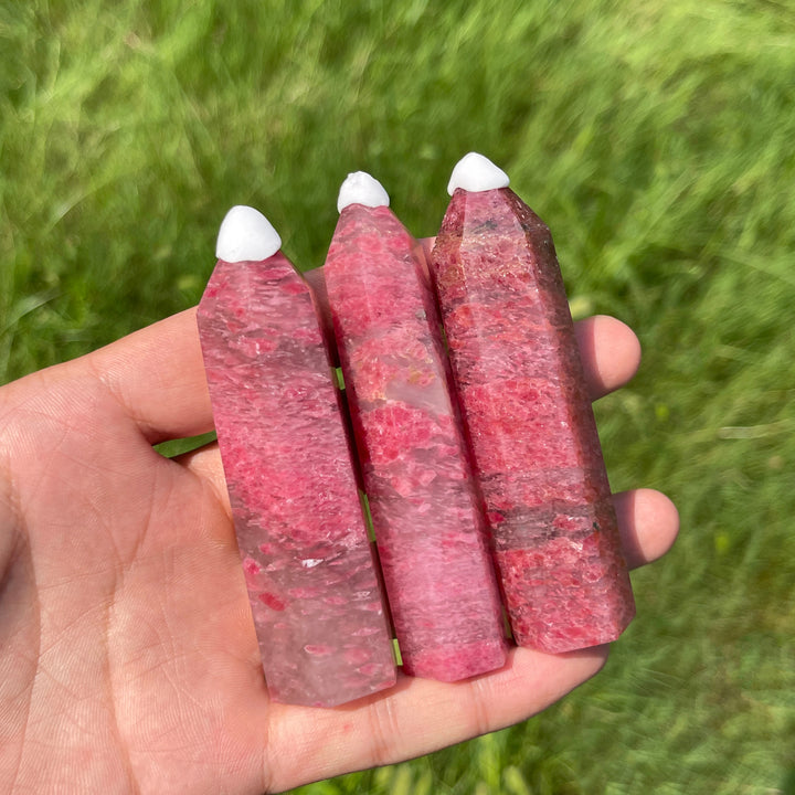Natural Crystal Vivid Rhodonite In Quartz Point