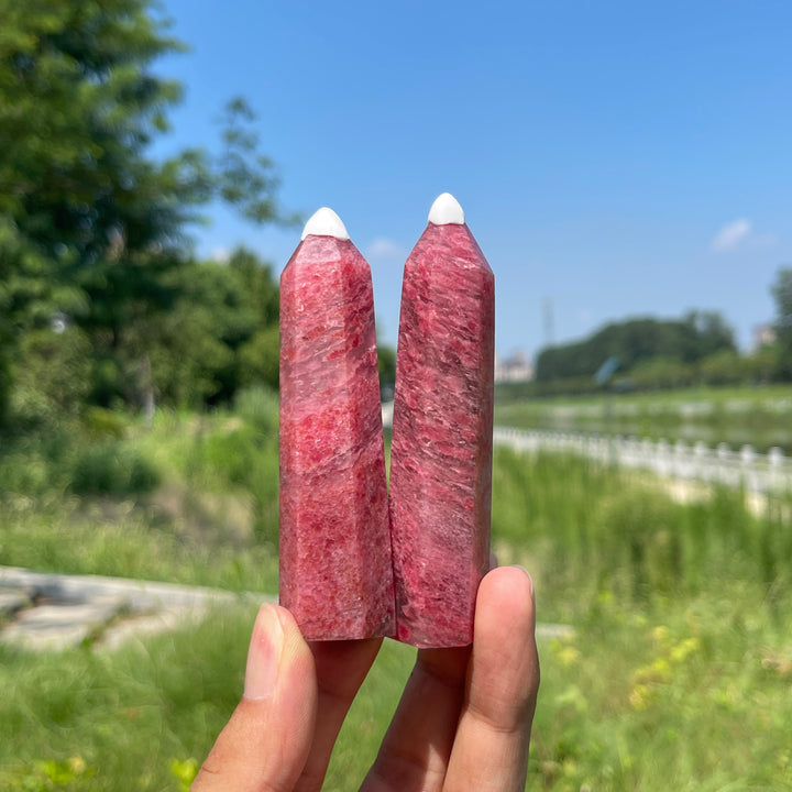 Natural Crystal Vivid Rhodonite In Quartz Point