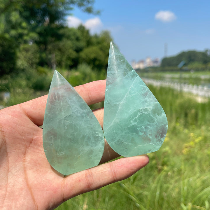 Natural Crystal Green Fluorite Exquisite Teardrop