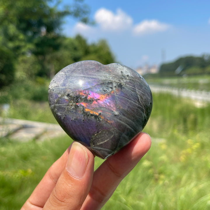 Unique,Natural Crystal Labradorite Heart