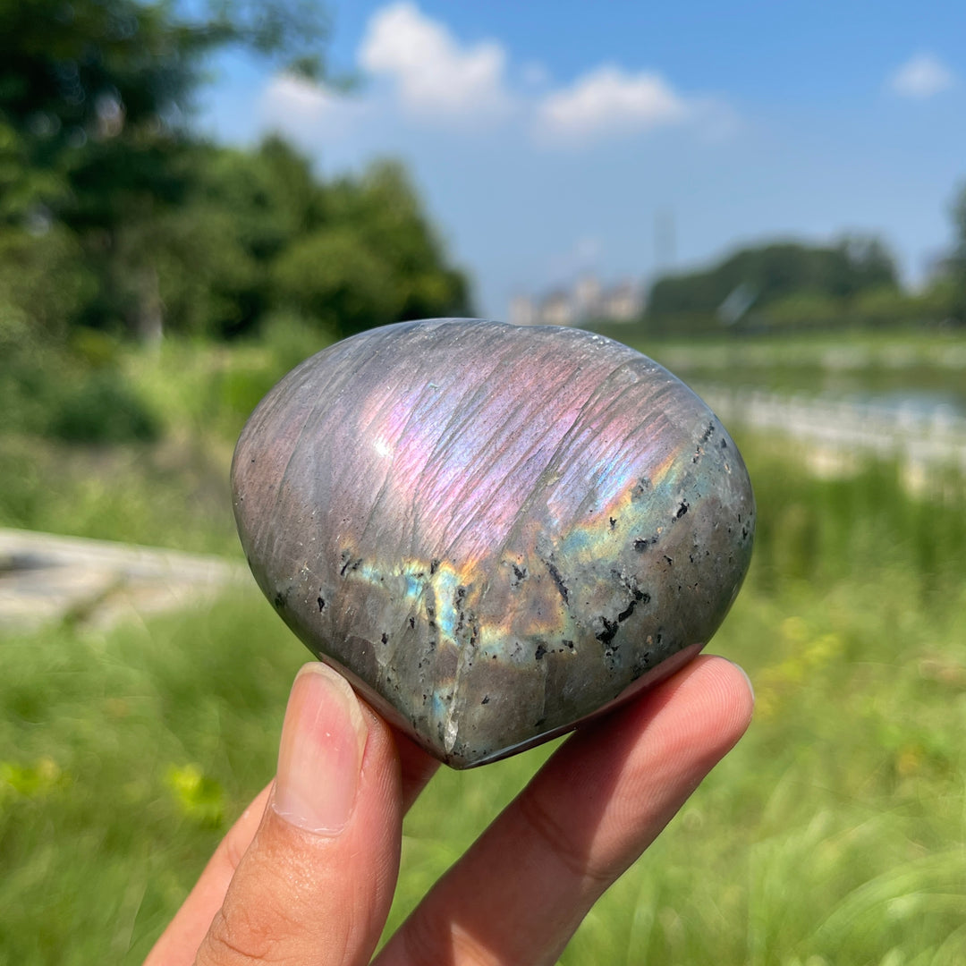 Unique,Natural Crystal Labradorite Heart