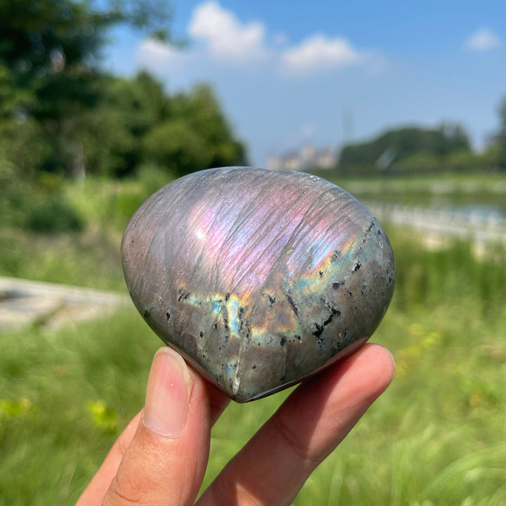 Unique,Natural Crystal Labradorite Heart