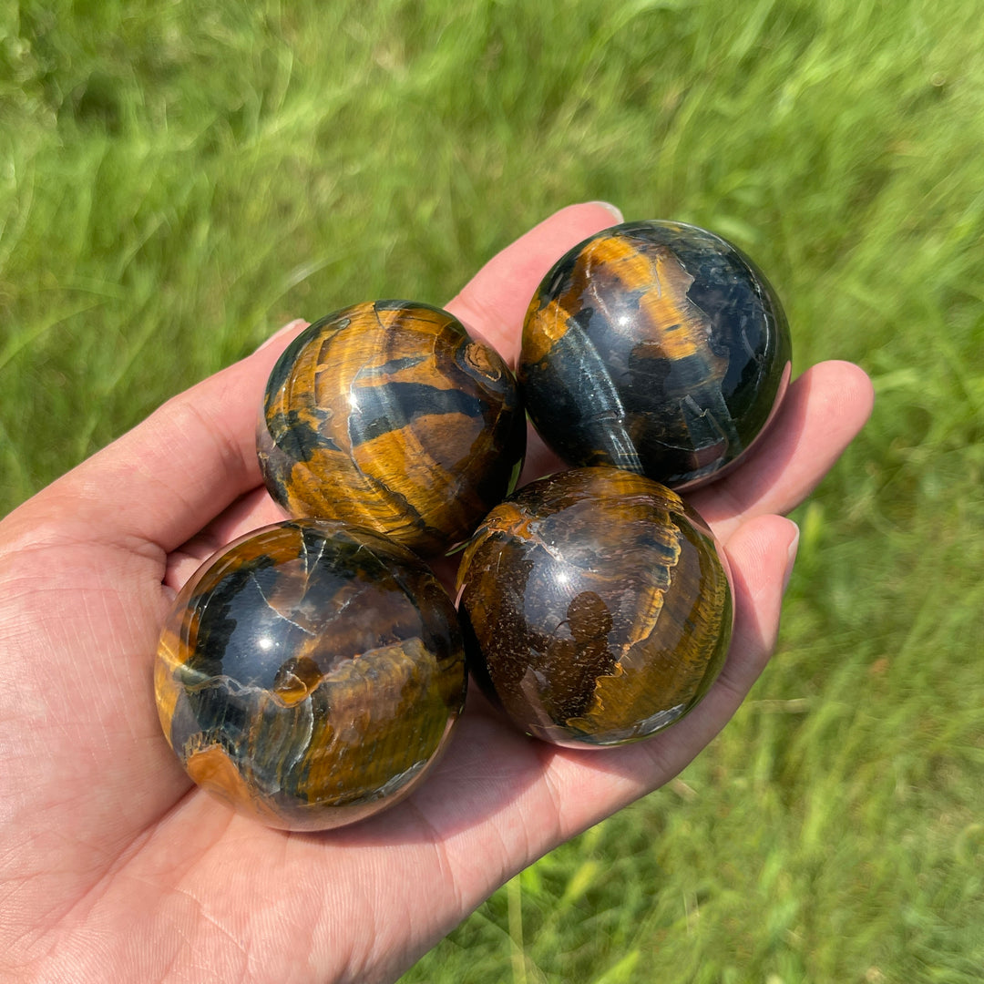Natural Crystal Blue Yellow Tiger Eye Sphere