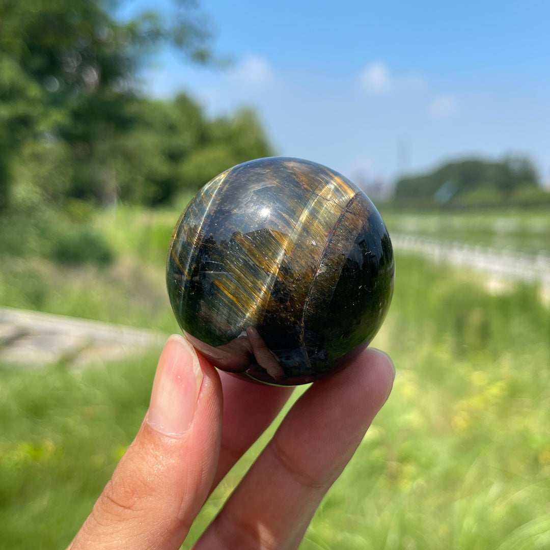 Natural Crystal Blue Yellow Tiger Eye Sphere