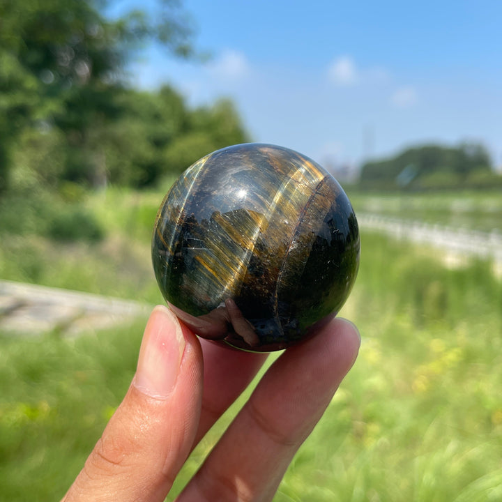 Natural Crystal Blue Yellow Tiger Eye Sphere