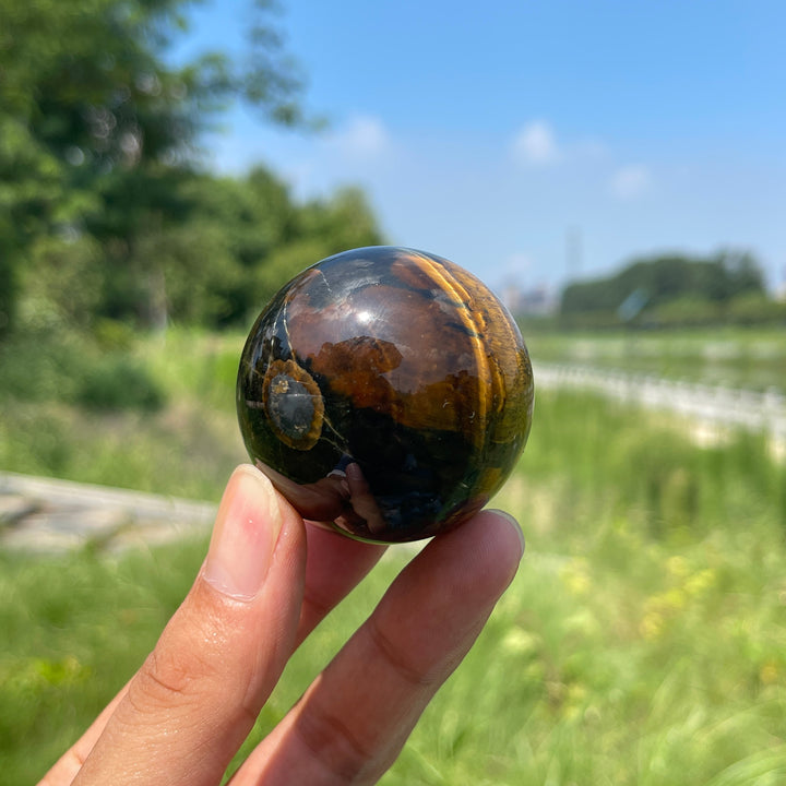 Natural Crystal Blue Yellow Tiger Eye Sphere