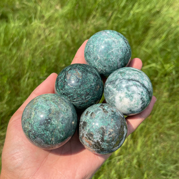 Natural Crystal Fuchsite With Pyrite Sphere