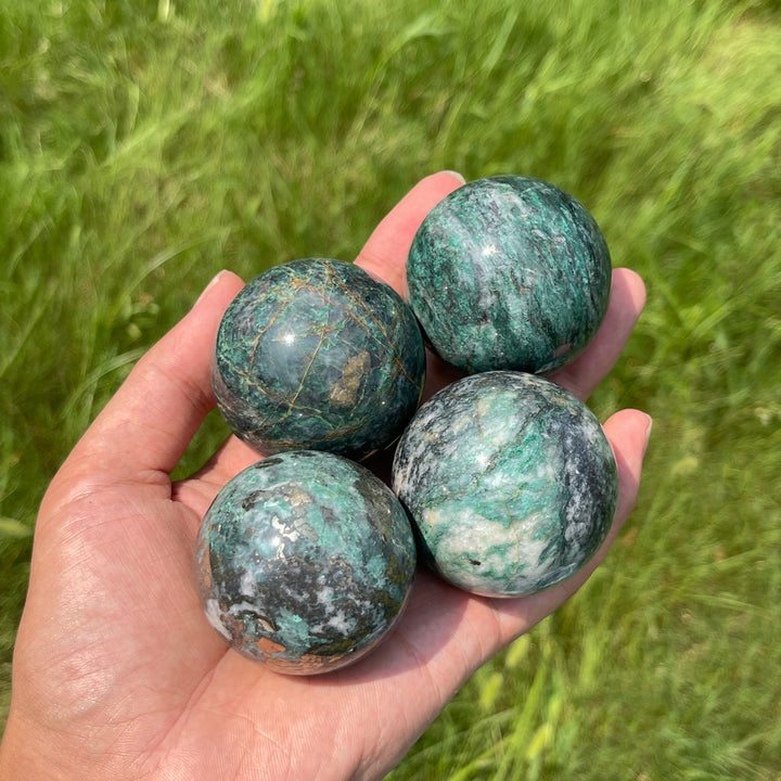 Natural Crystal Fuchsite With Pyrite Sphere