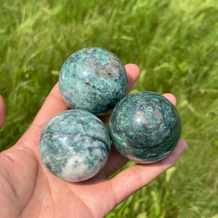 Natural Crystal Fuchsite With Pyrite Sphere