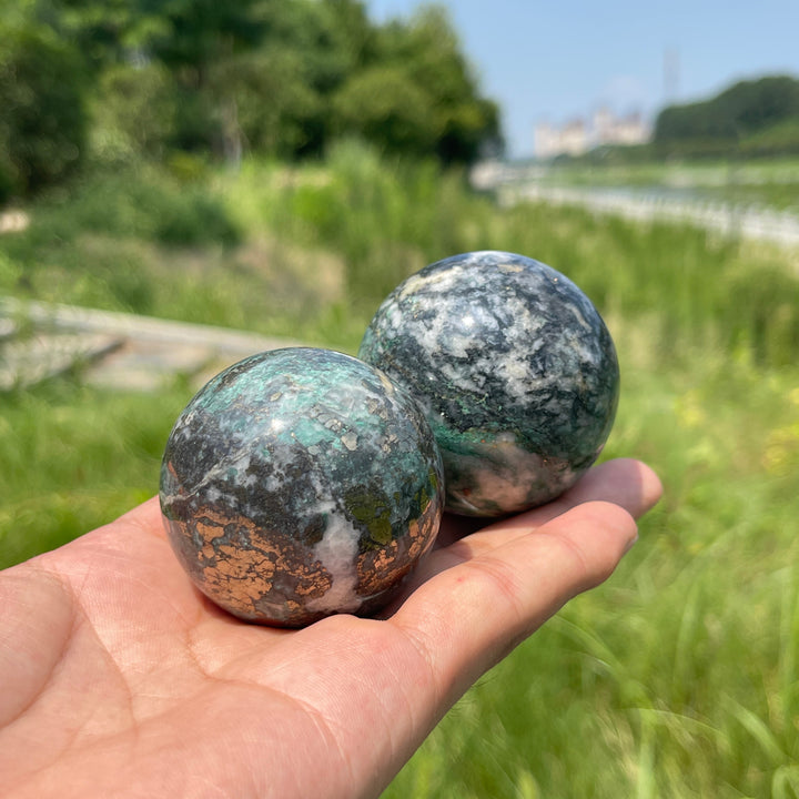Natural Crystal Fuchsite With Pyrite Sphere
