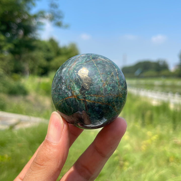 Natural Crystal Fuchsite With Pyrite Sphere