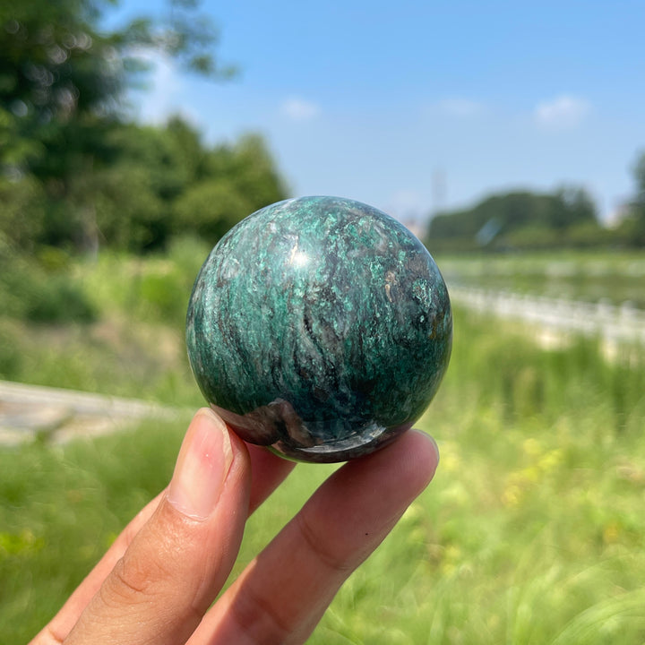 Natural Crystal Fuchsite With Pyrite Sphere