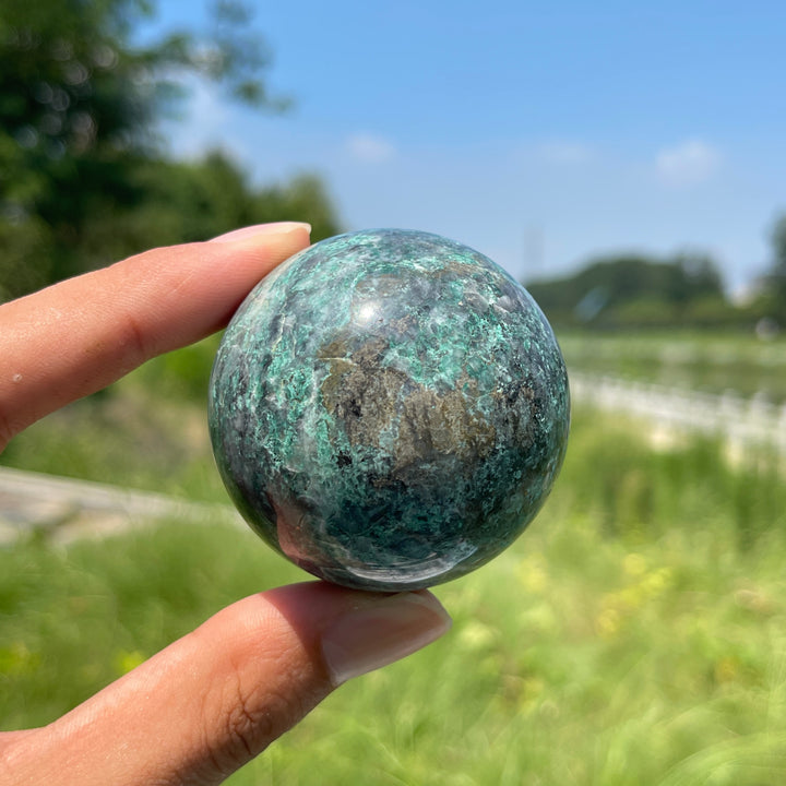 Natural Crystal Fuchsite With Pyrite Sphere