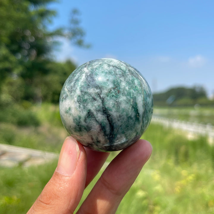 Natural Crystal Fuchsite With Pyrite Sphere