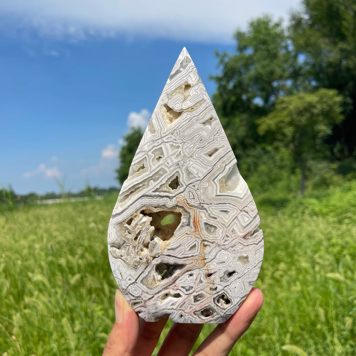 Unique,Natural Crystal Large Mexican Agate Teardrop