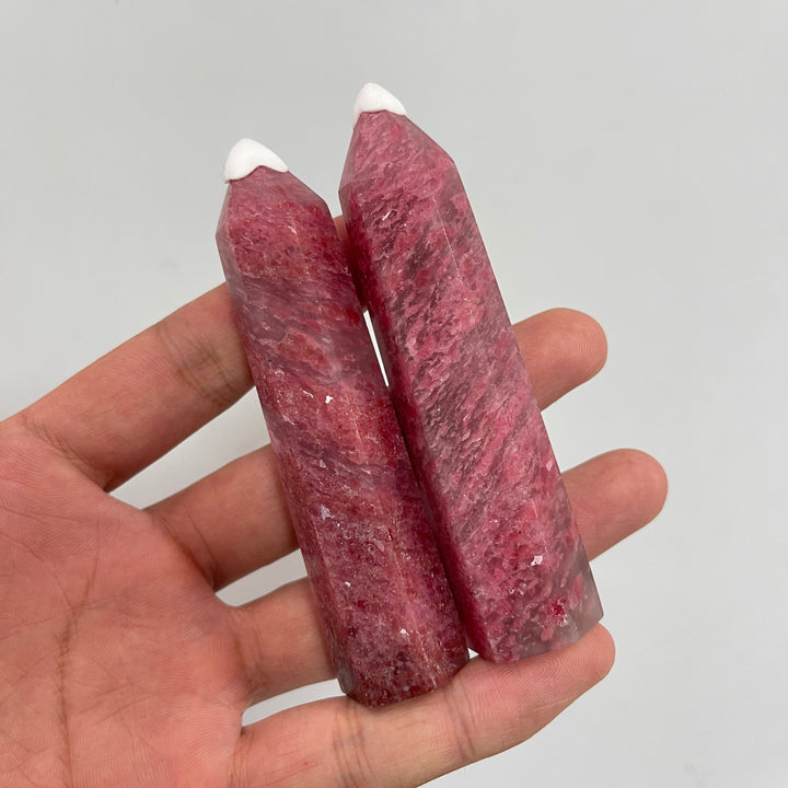 Natural Crystal Vivid Rhodonite In Quartz Point