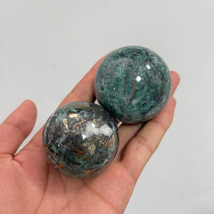 Natural Crystal Fuchsite With Pyrite Sphere