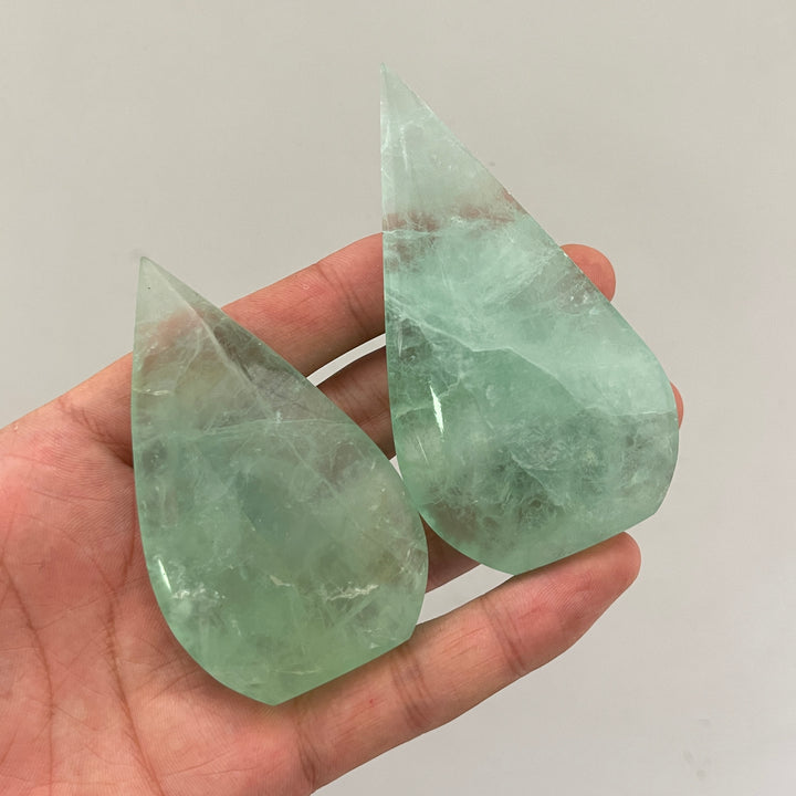 Natural Crystal Green Fluorite Exquisite Teardrop