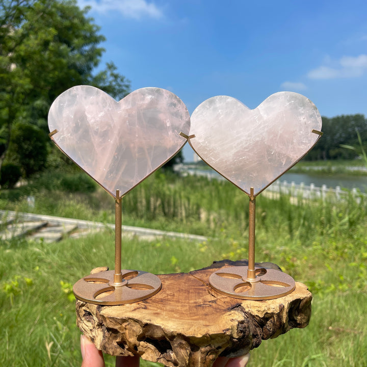 Unique,Natural Crystal Elegant Rose Quartz Heart With Stand