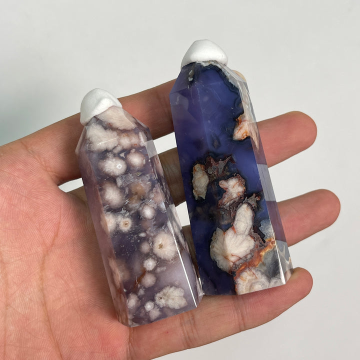 Unique,A Slightly Imperfect Natural Crystal Blue Flower Agate Point