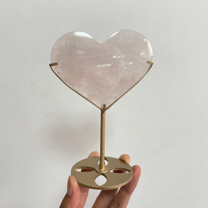 Unique,Natural Crystal Elegant Rose Quartz Heart With Stand