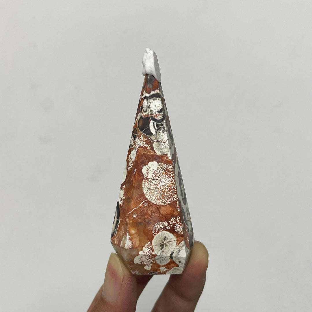Unique,A Slightly Imperfect Natural Crystal Money Agate Diamond Tower