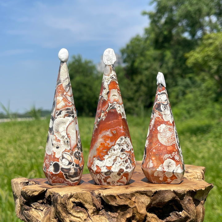 Unique,A Slightly Imperfect Natural Crystal Money Agate Diamond Tower