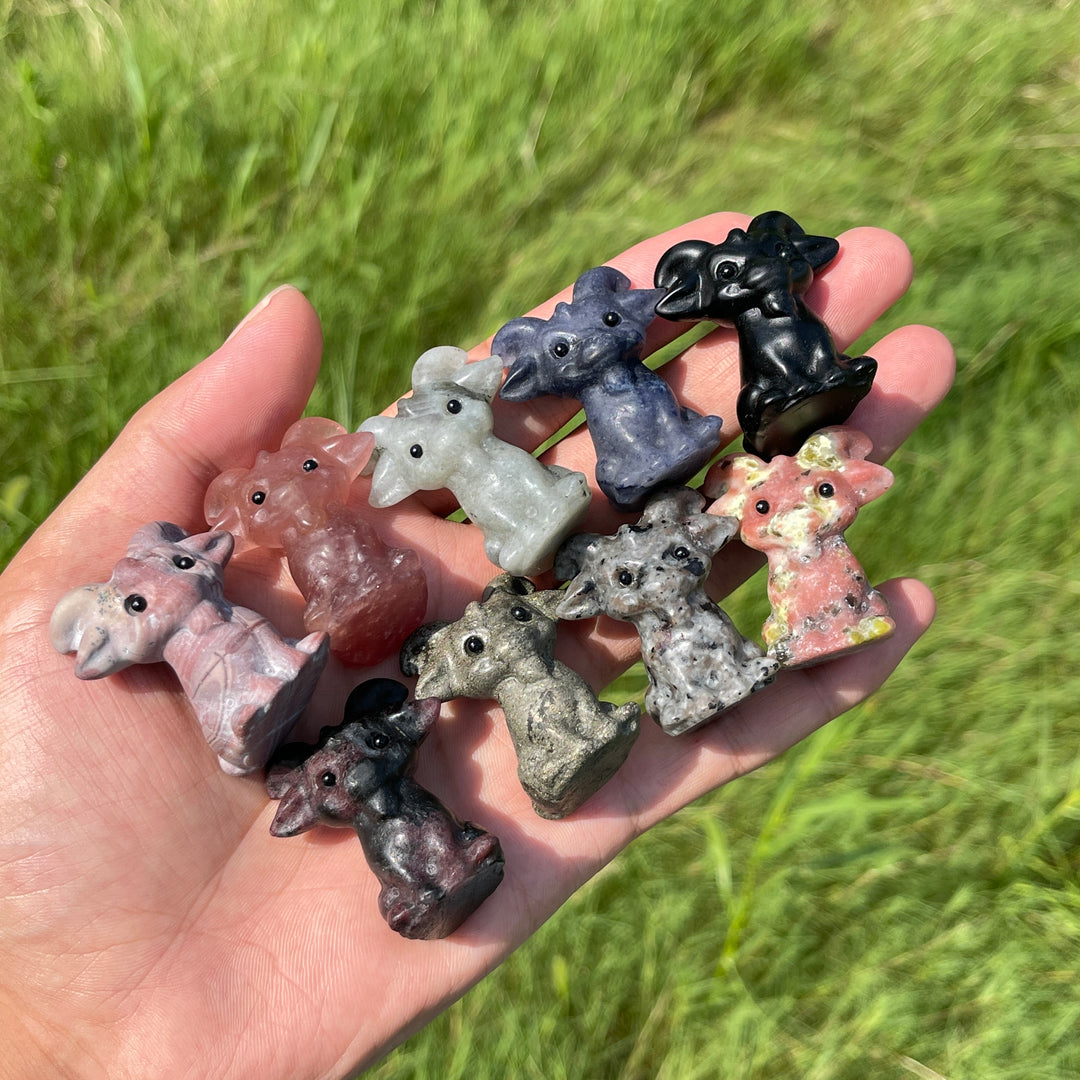 Natural Crystal Sitting Goat Carving