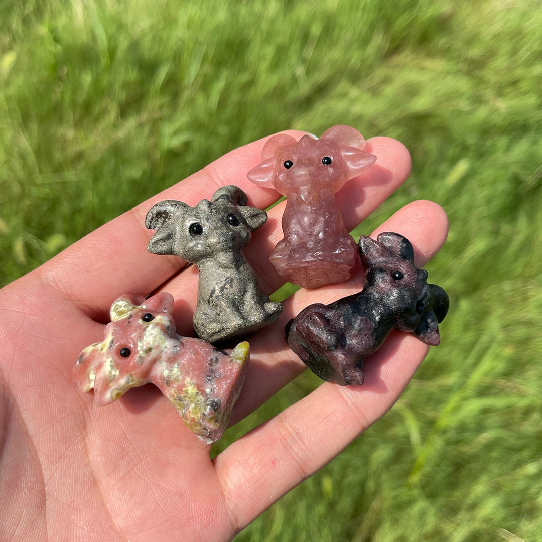 Natural Crystal Sitting Goat Carving