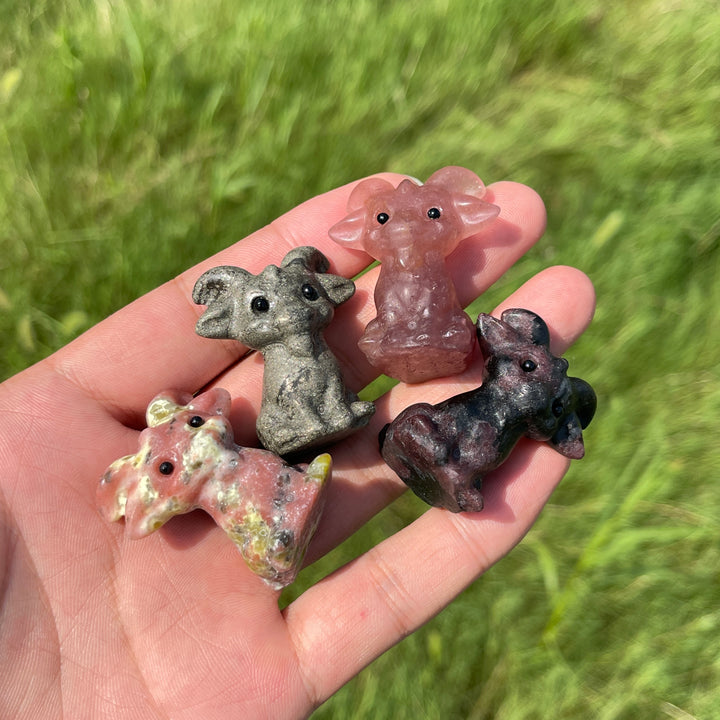Natural Crystal Sitting Goat Carving