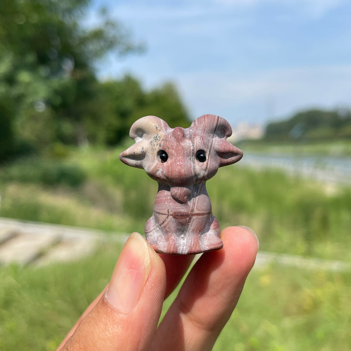 Natural Crystal Sitting Goat Carving