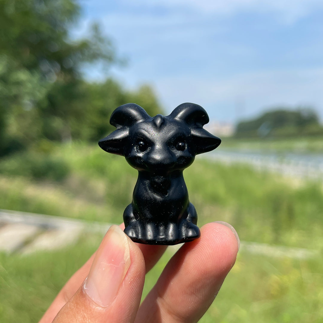 Natural Crystal Sitting Goat Carving