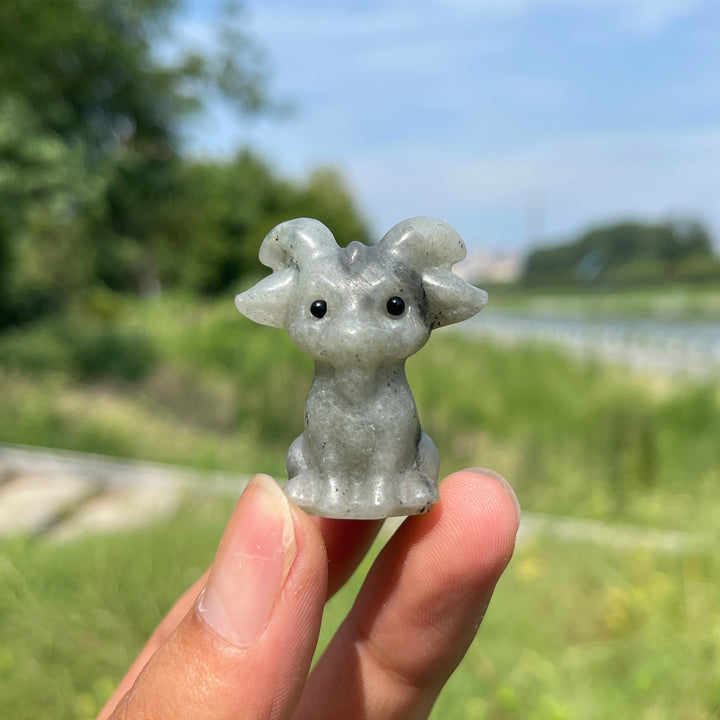 Natural Crystal Sitting Goat Carving