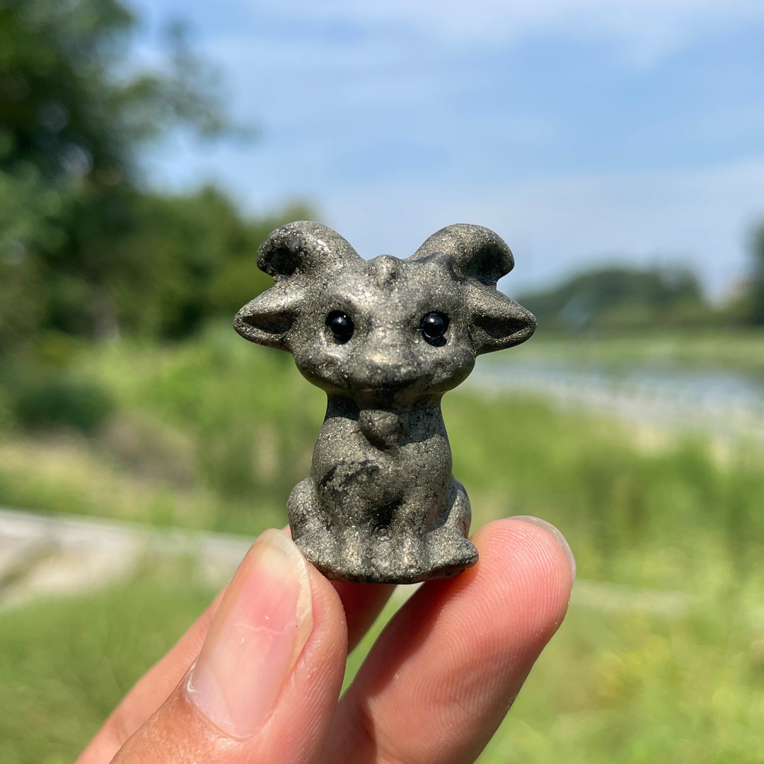 Natural Crystal Sitting Goat Carving