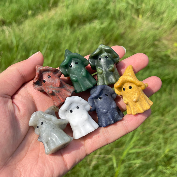 Natural Crystal Lovely Hatted Ghost Carving