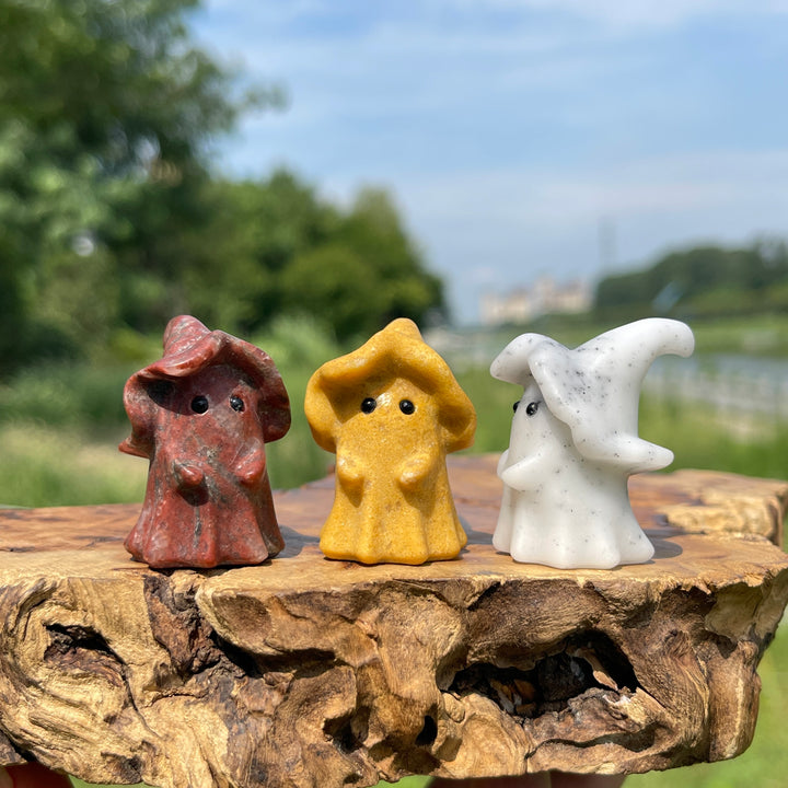 Natural Crystal Lovely Hatted Ghost Carving