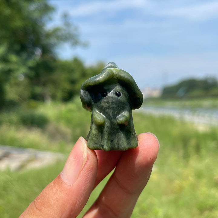 Natural Crystal Lovely Hatted Ghost Carving