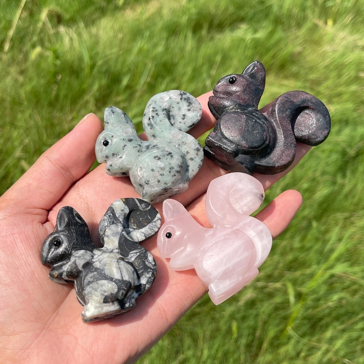 Natural Crystal Charming Squirrel Carving