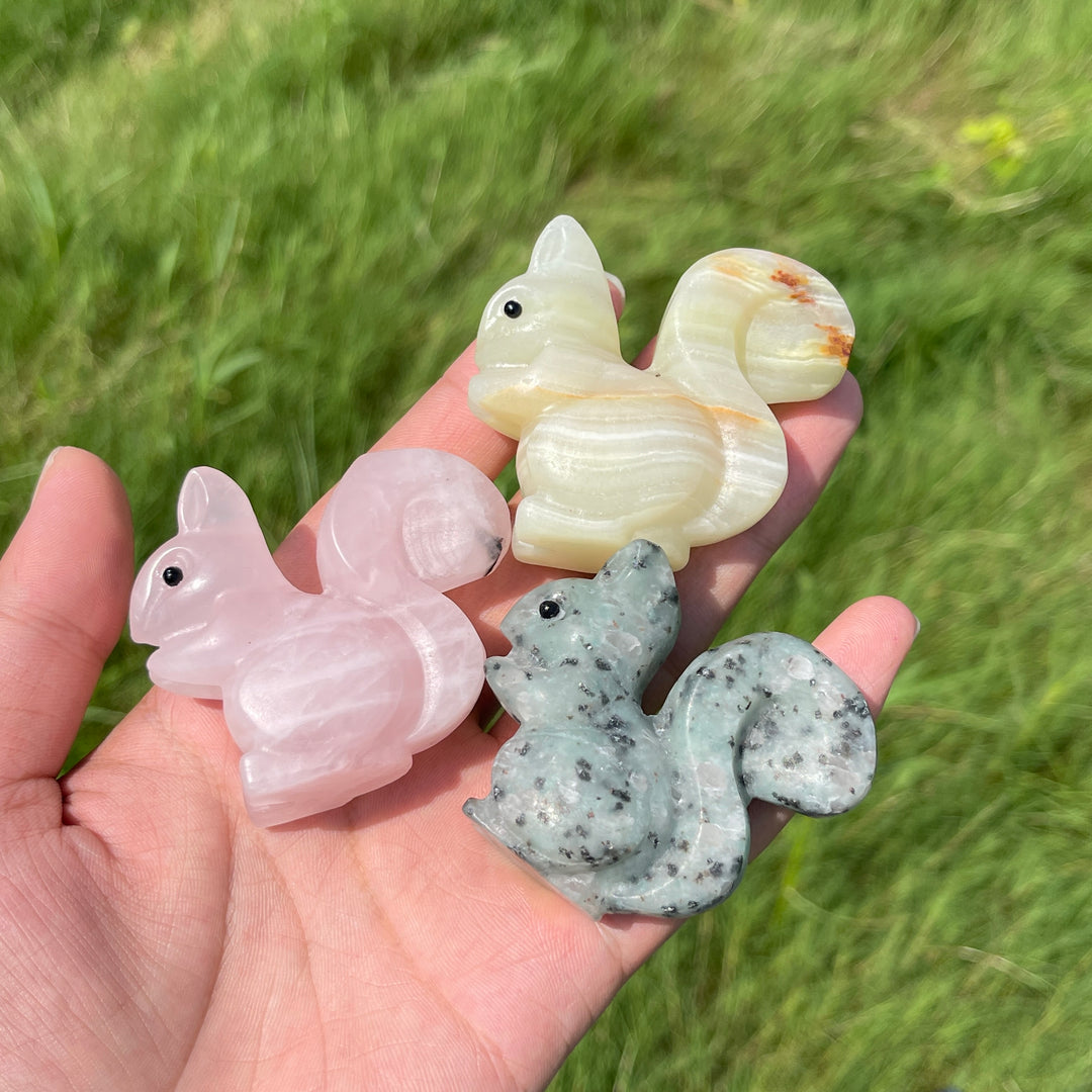 Natural Crystal Charming Squirrel Carving